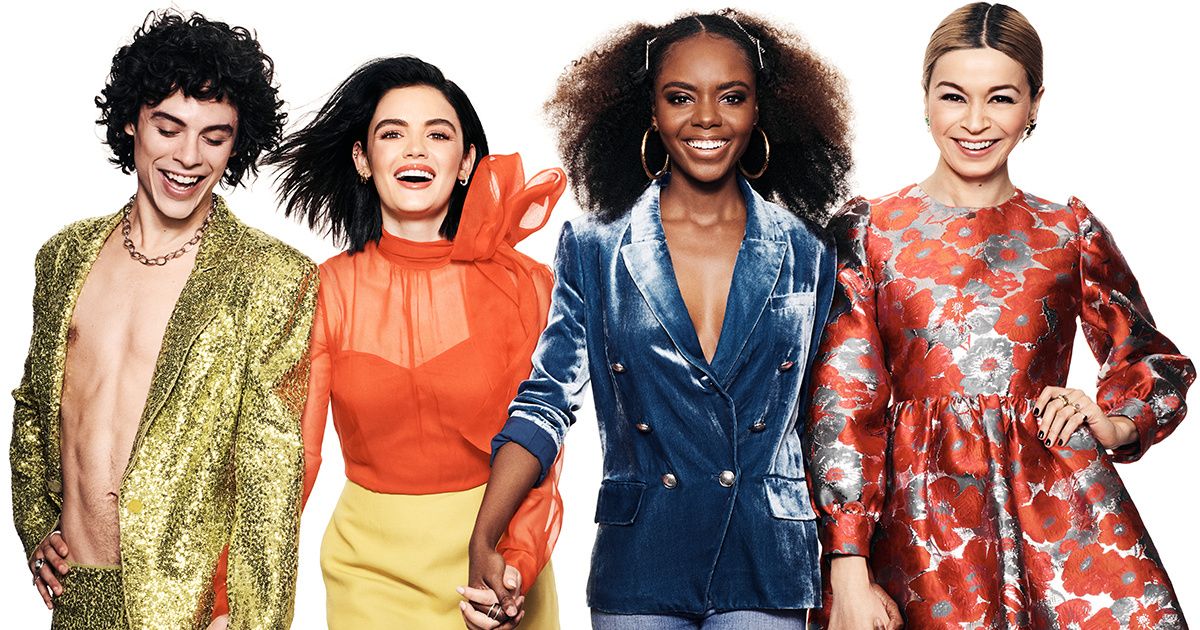 The cast of TV show Katy Keene in glam fashion.