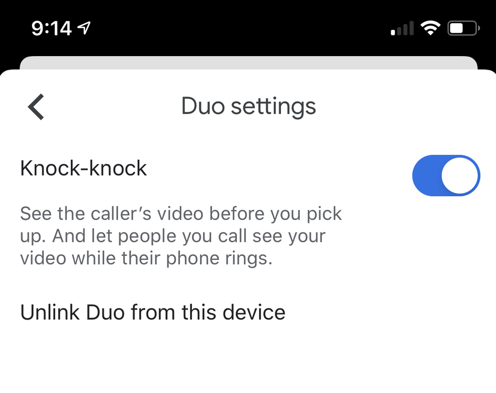 Google Duo settings