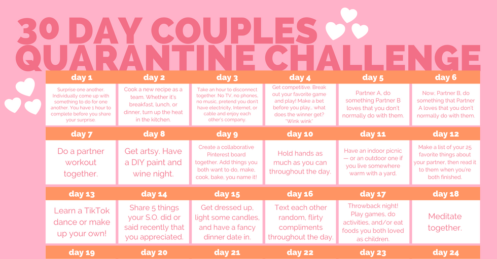 This 30-Day Couples Quarantine Challenge Will Literally Make You Closer Than Ever
