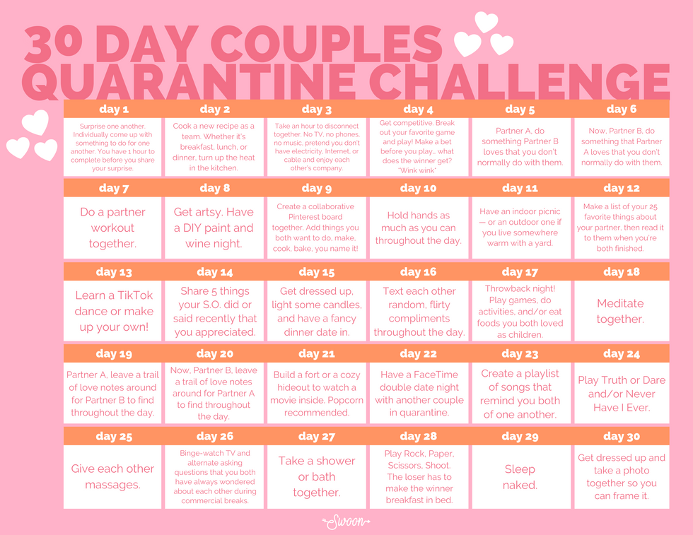 This 30 Day Couples Quarantine Challenge Will Literally