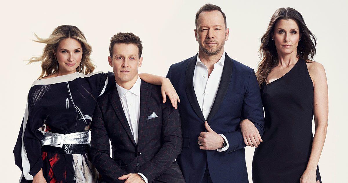 Vanessa Ray, Will Estes, Bridget Moynahan, and Donnie Wahlberg of Blue Bloods.