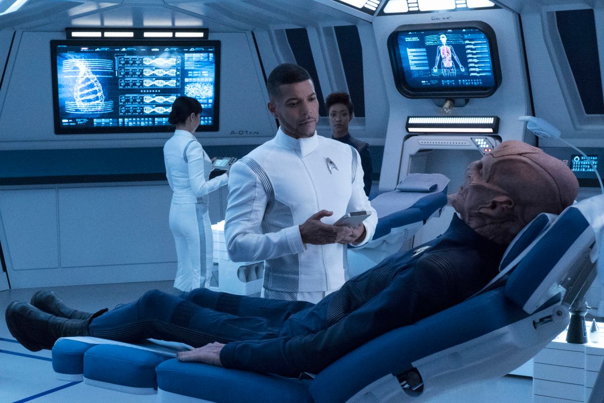 Wilson Cruz as Dr. Hugh Culber on the set of Star Trek: Discovery.
