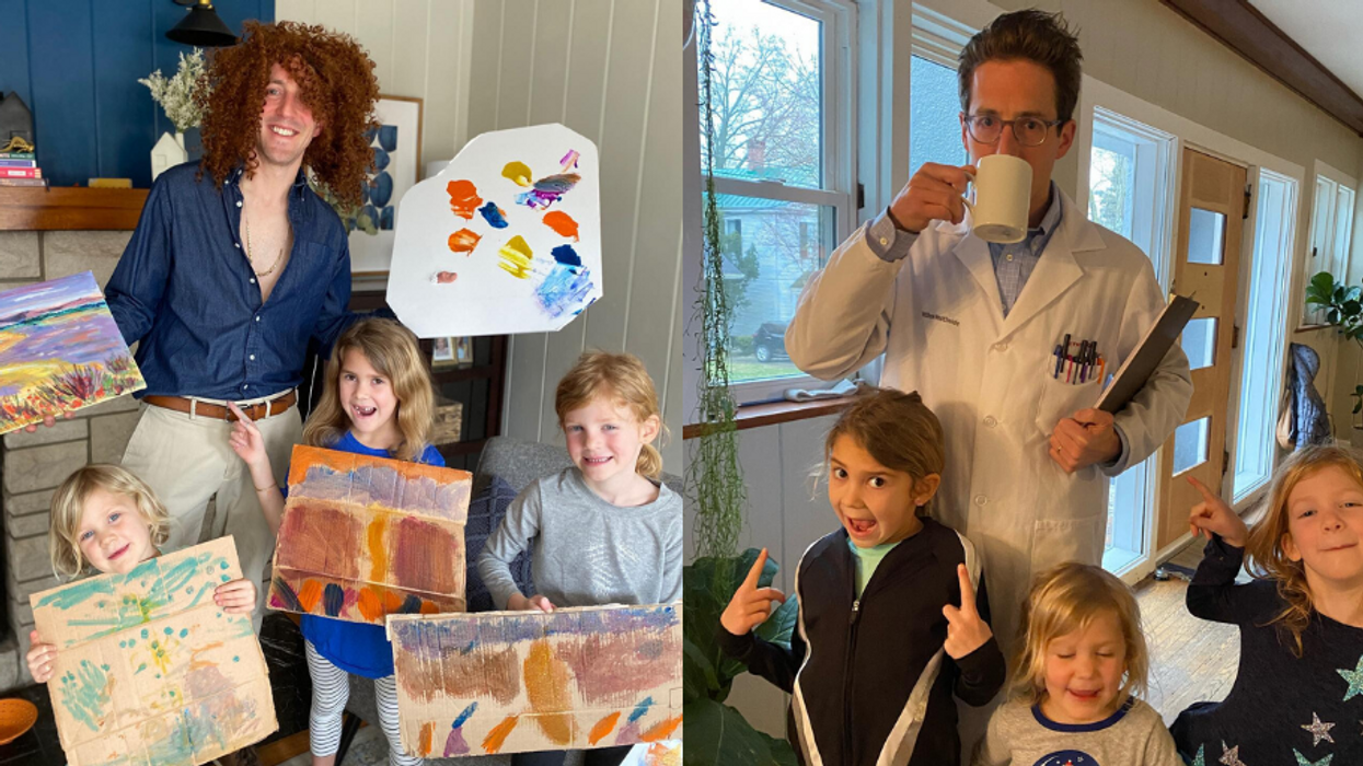 Kentucky dad dresses up in a new costume every day while homeschooling his kids in quarantine