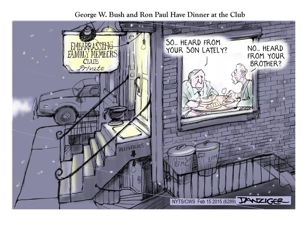 Cartoon: George W. Bush And Ron Paul Grab Dinner