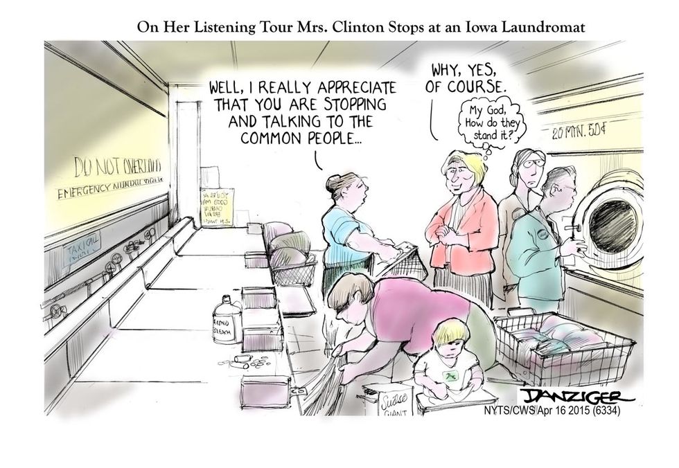 Cartoon: On Her Listening Tour Mrs. Clinton Stops At An Iowa Laundromat