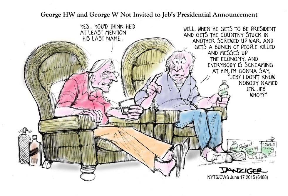 Cartoon: George H.W. And George W. Not Invited To Jeb’s Presidential Announcement
