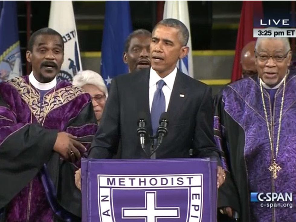Obama Sings ‘Amazing Grace,’ Mentions Race, Guns, And Grace In Eulogy