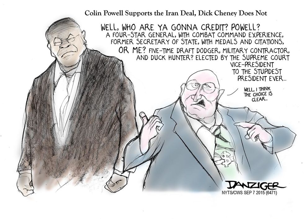 Cartoon: Colin Powell Supports The Iran Deal, Dick Cheney Does Not