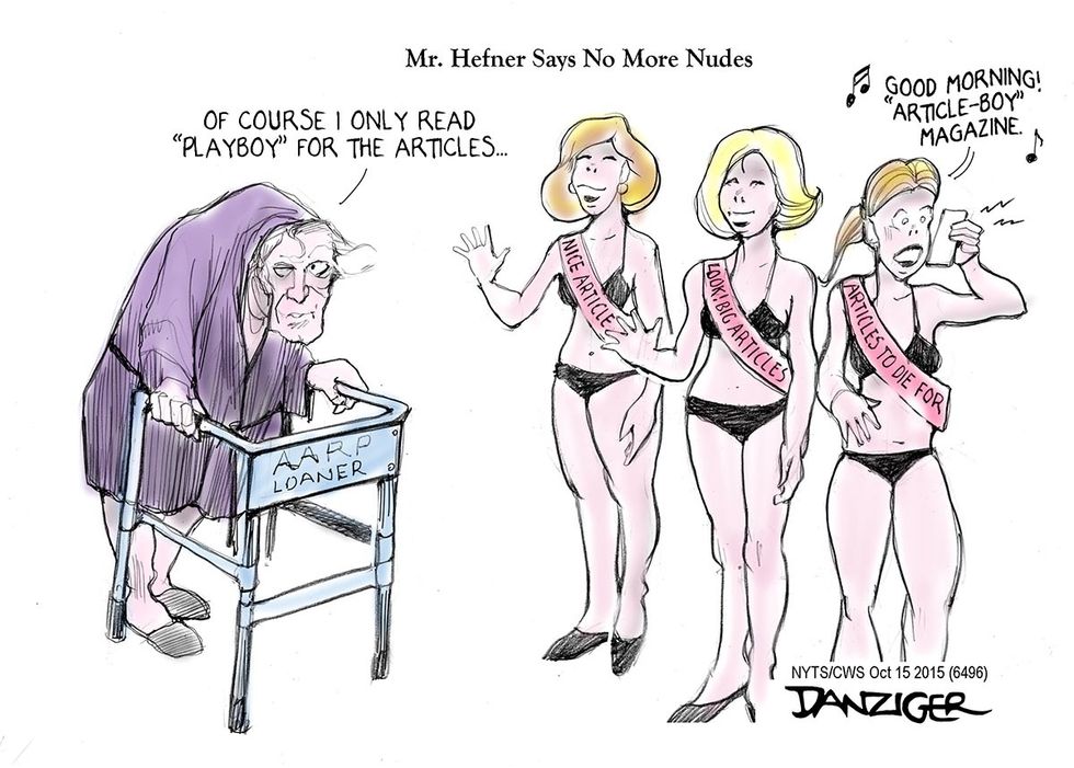 Cartoon: Mr. Hefner Says No More Nudes