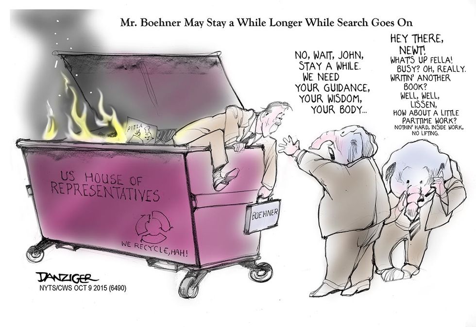 Cartoon: Mr. Boehner May Stay A While Longer While Search Goes On