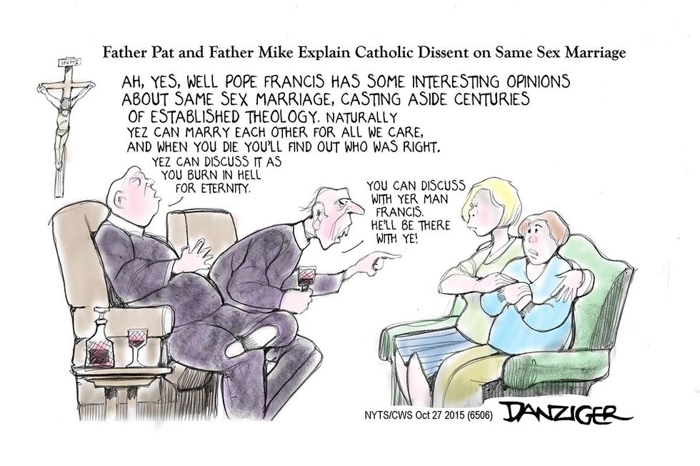 Cartoon: Father Pat And Father Mike Explain Catholic Dissent On Same-Sex Marriage