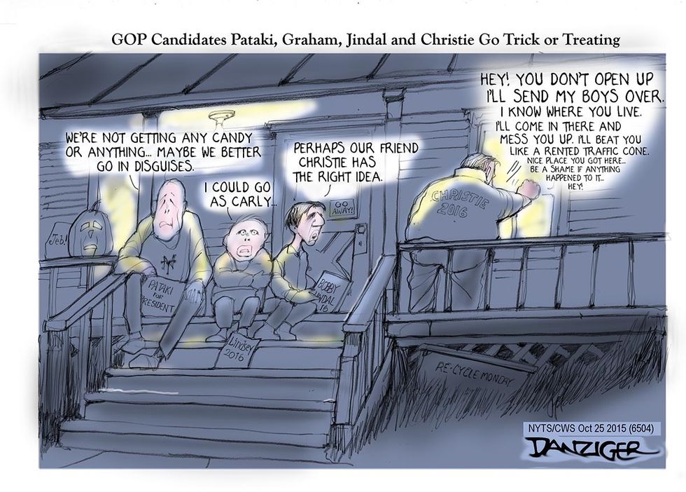 Cartoon: GOP Candidates Pataki, Graham, Jindal, And Christie Go Trick Or Treating