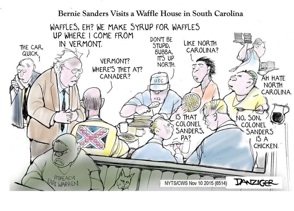 Cartoon: Bernie Sanders Visits A Waffle House In South Carolina