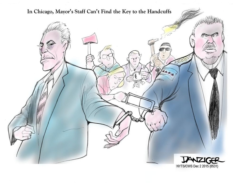 Cartoon: In Chicago, Mayor’s Staff Can’t Find The Key To The Handcuffs