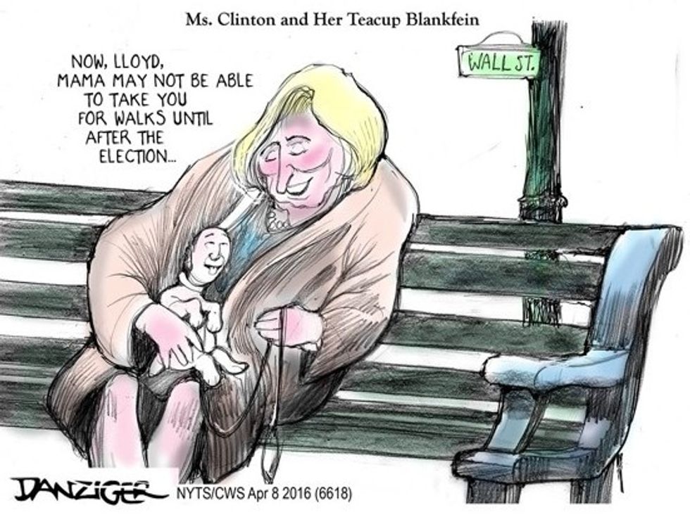 Cartoon: Ms. Clinton And Her Tea Cup Blankfein