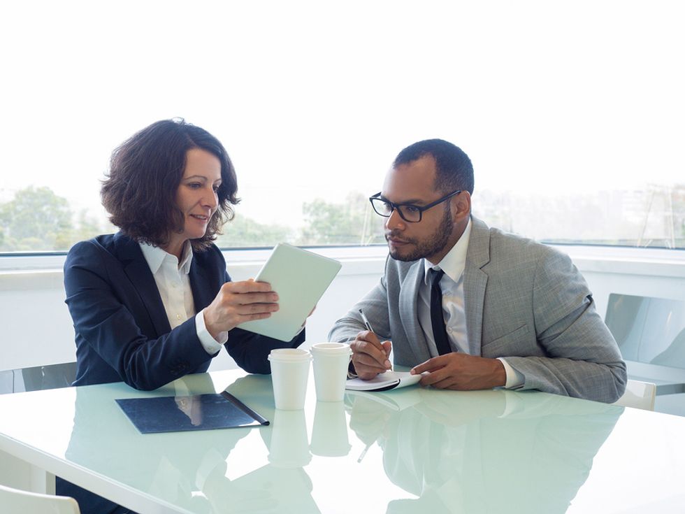 A career coach gives her client some advice