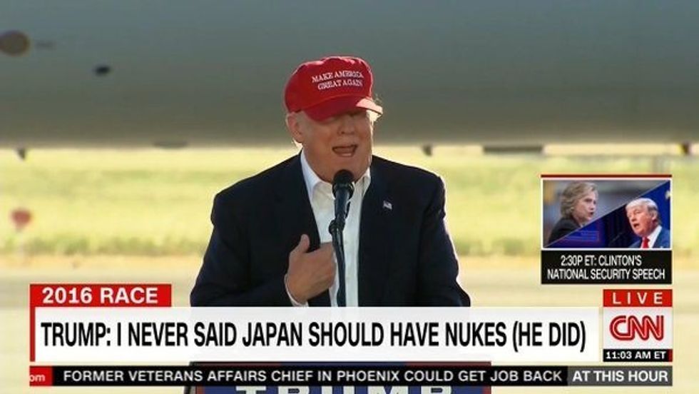 #EndorseThis: Trump Lies About Letting Japan Have Nukes, CNN Chyron Fact-Checks Him