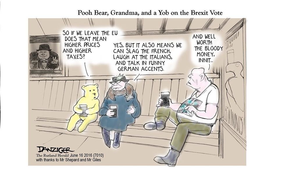 Cartoon: Pooh Bear, Grandma, And A Yob On The Brexit Vote