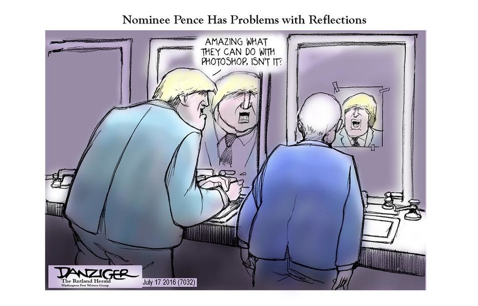 Cartoon: Nominee Pence Has Problems With Reflections