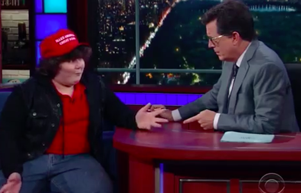 WATCH: Trump Bully Kid Tells Colbert He’s Voting For Hillary Because Trump Is ‘Too Childish’