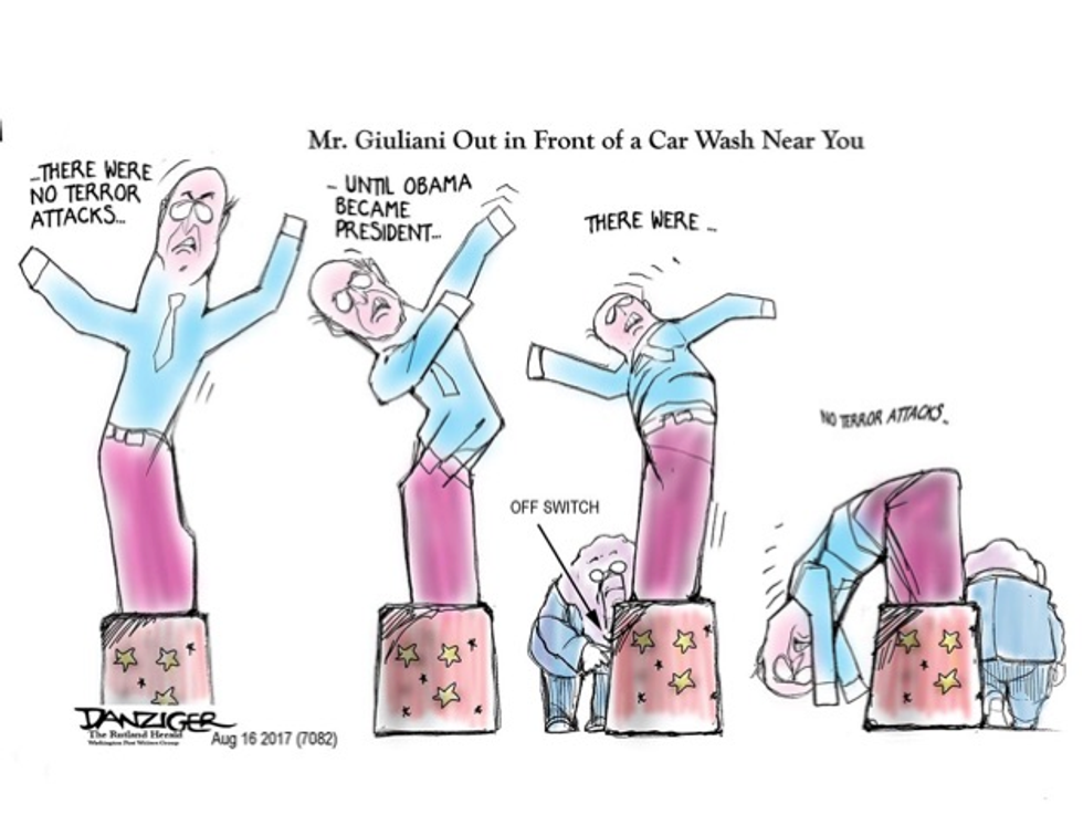 Cartoon: Mr. Giuliani, Out In Front Of A Car Wash Near You