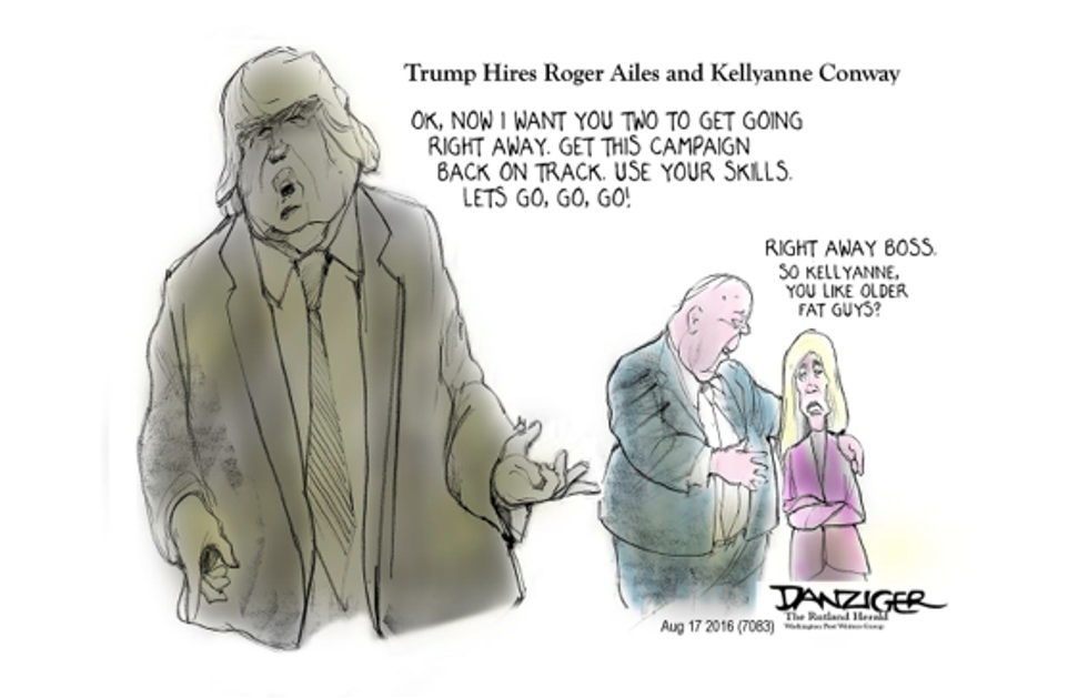 Cartoon: Roger And Kellyanne Join The Trump Campaign