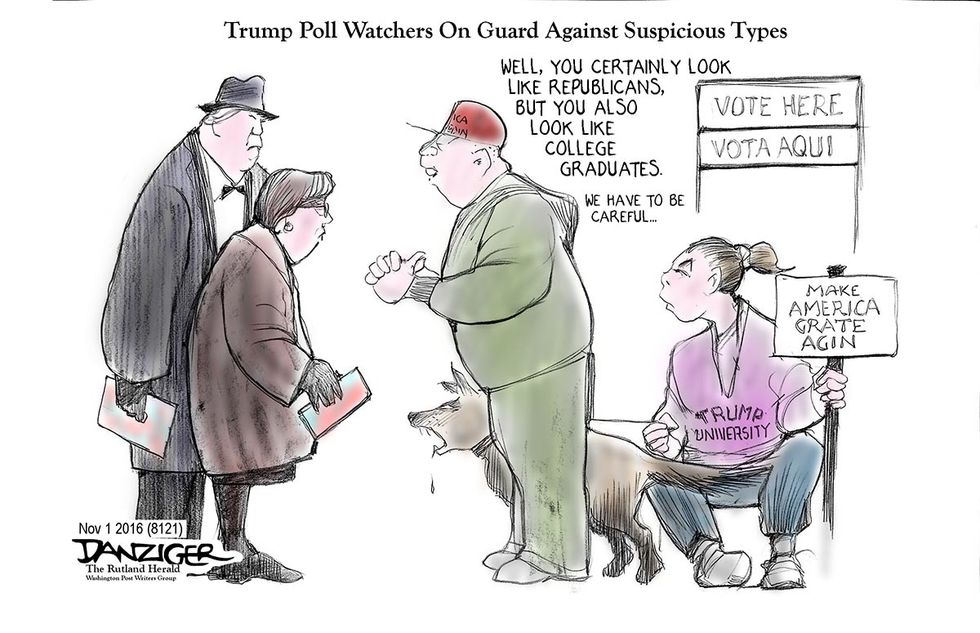 Cartoon: Trump Poll Watchers On Guard Against Suspicious Types