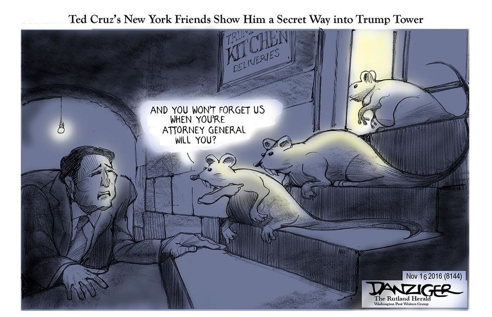 Cartoon: Ted Cruz’s New York Friends Show Him Into Trump Tower