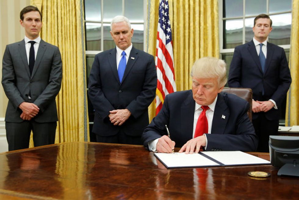 In A Hastily Arranged Ceremony, Trump Signs First Order On Obamacare