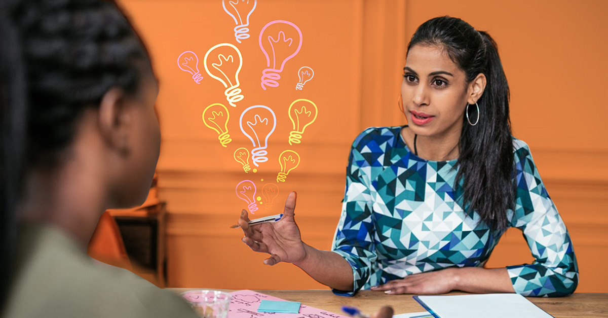 woman pitching an idea to her boss