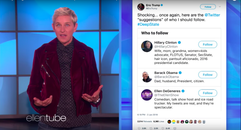 #EndorseThis: Ellen DeGeneres Trolls Paranoid Loony Eric Trump