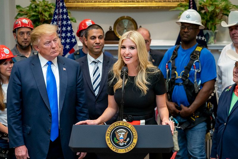 Ivanka Trump with former president Donald Trump at the White House