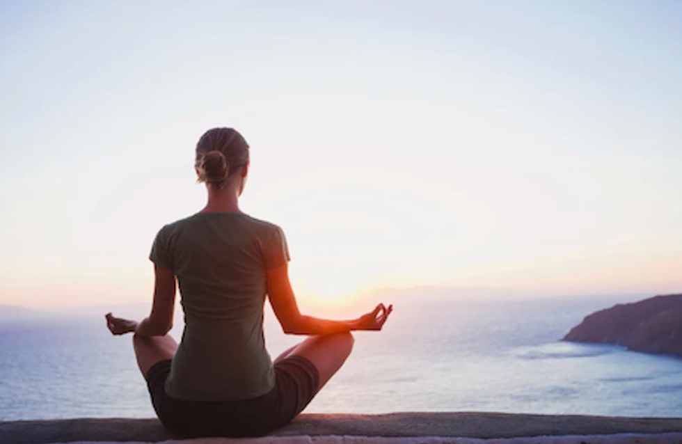 A woman in a meditation pose