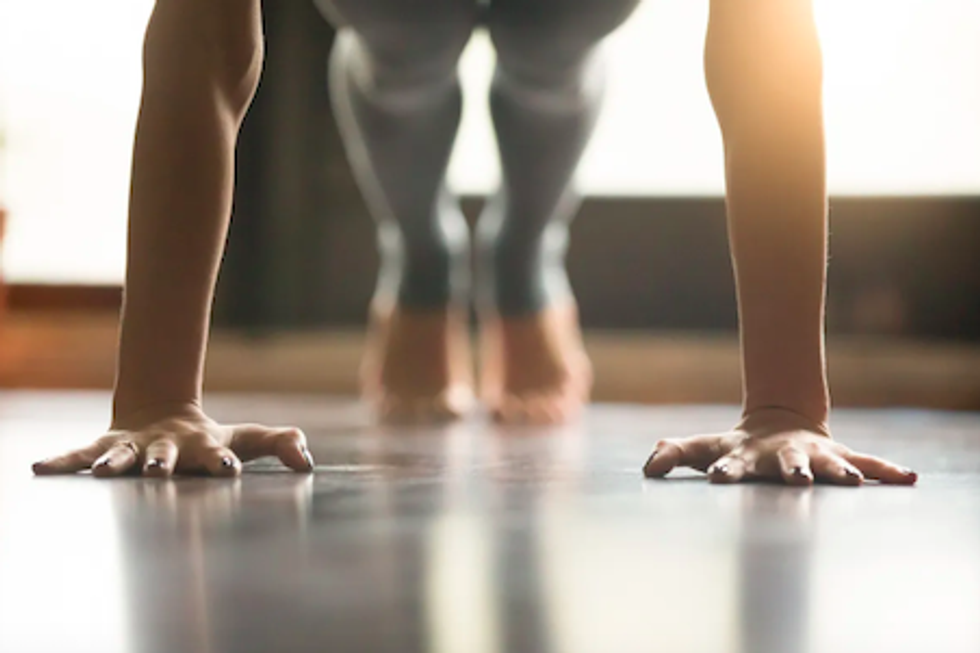 Someone holding a plank position