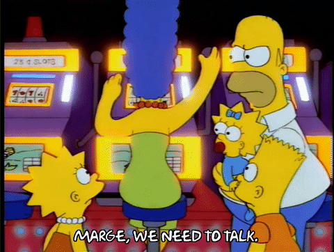 Simpsons gambling at slot machines