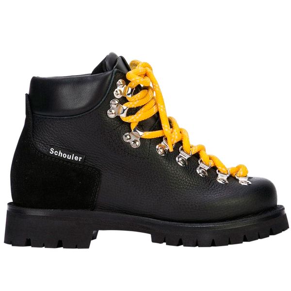 Provenza Schouler yellow-laced black leather hiking boots