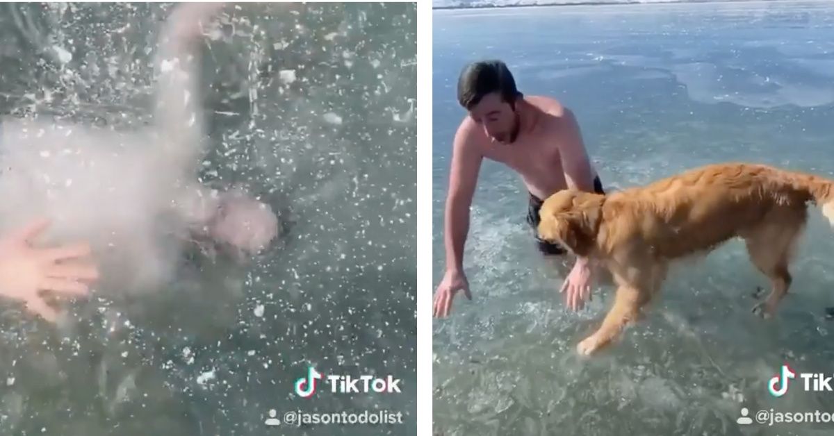 Influencer Comes Dangerously Close To Drowning While Filming TikTok Video After Getting Trapped Under Ice—Then Turns Around And Does It Again