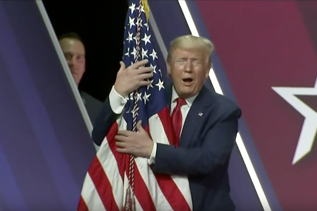 Trump #Me-Toos Defenseless American Flag At CPAC
