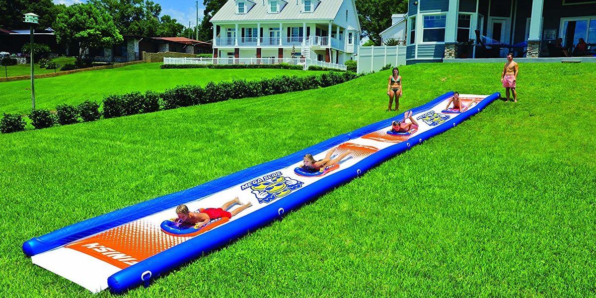 water slide on grass