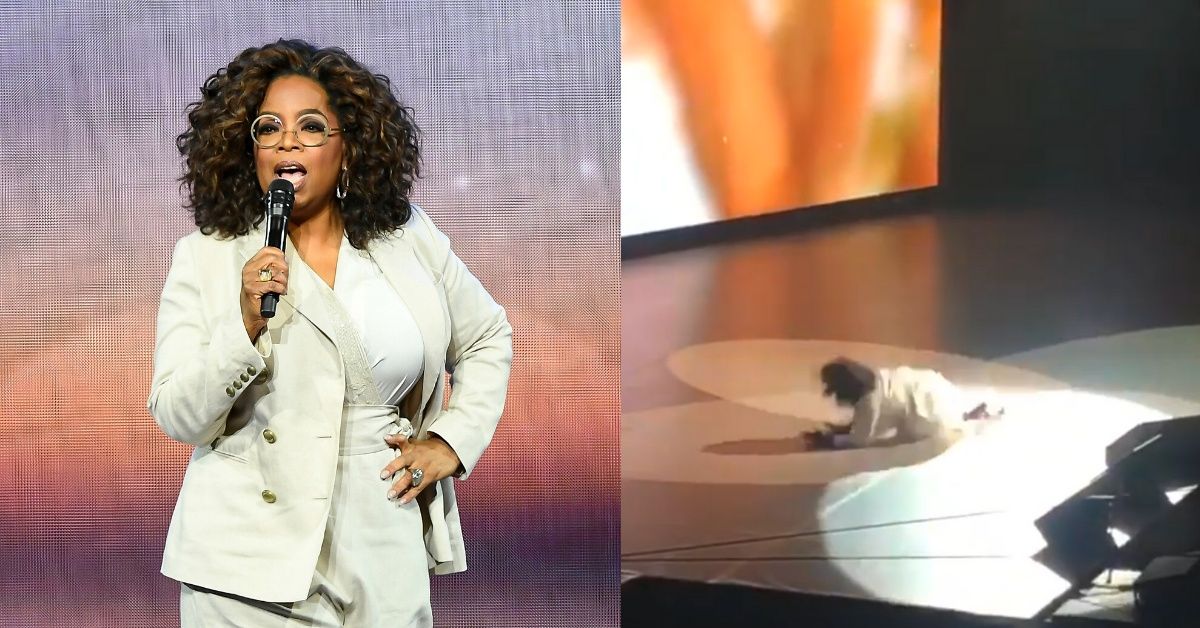 Oprah Ironically Took A Tumble On Stage While Talking About 'Balance'—But She Handled It Like A Pro