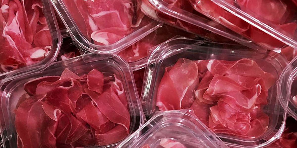 Meat packed in plastic