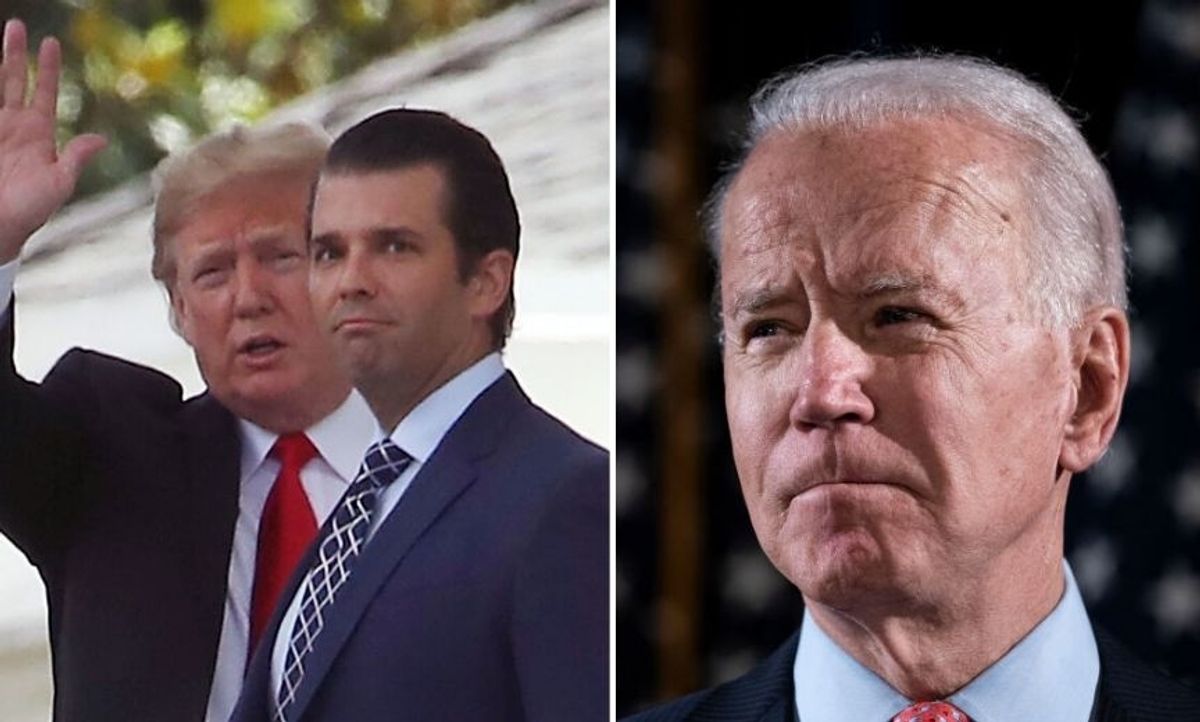 Donald Trump Jr. Just Shared A Bonkers 'Kung-Flu Kid' Video Meme Starring His Dad and Joe Biden, And It's A Lot