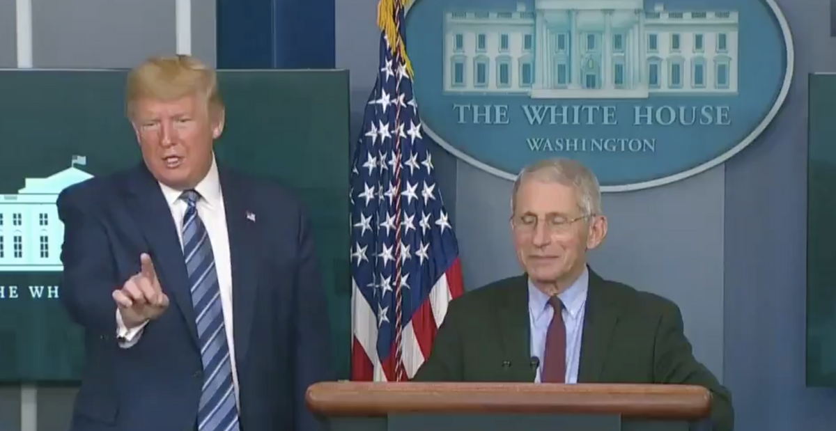 Trump Blocks Dr. Fauci From Answering Question About Unproven Drug Touted by Trump as Treatment for Deadly Virus