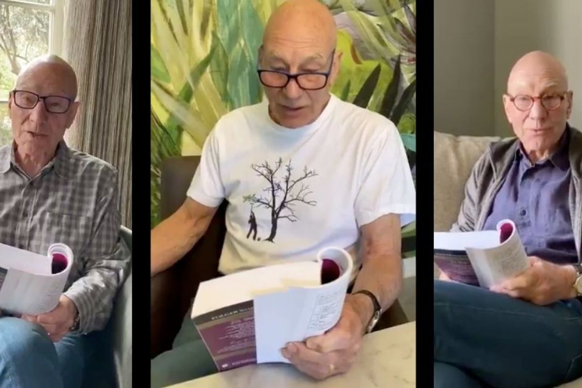 Soul-soothing Patrick Stewart has started reciting Shakespeare's sonnets and people are swooning