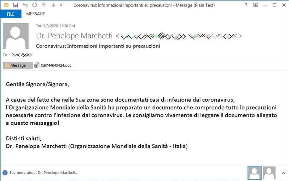 Coronavirus fake emails