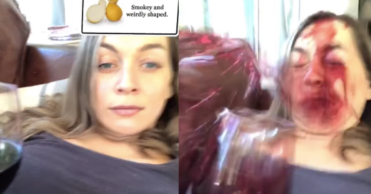 Woman Becomes The Face Of 2020 After Accidentally Spilling Red Wine All Over Her Face While Playing With Instagram Filter