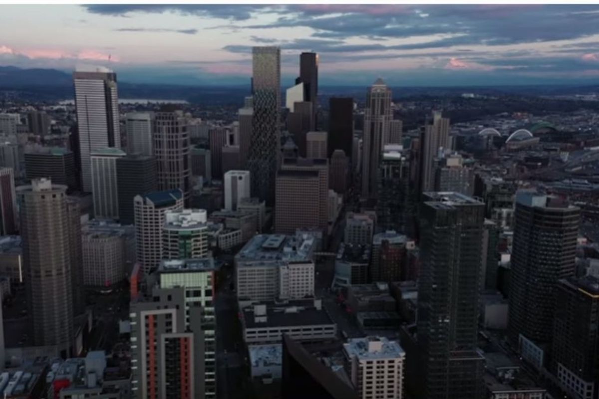 Haunting drone footage of Seattle under lockdown shows how the city has flattened the curve