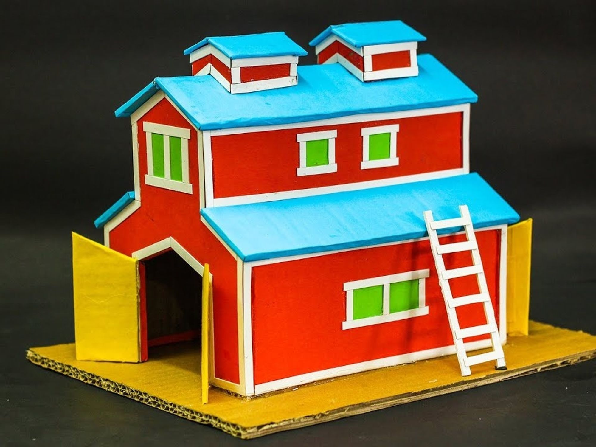 Fun Cardboard Box House - Little Red Window