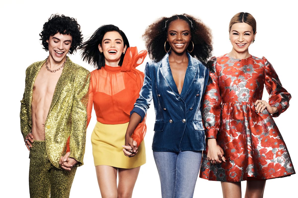 Jonny Beauchamp, Lucy Hale, Ashleigh Murray, and Julia Chan of TV show Katy Keene.