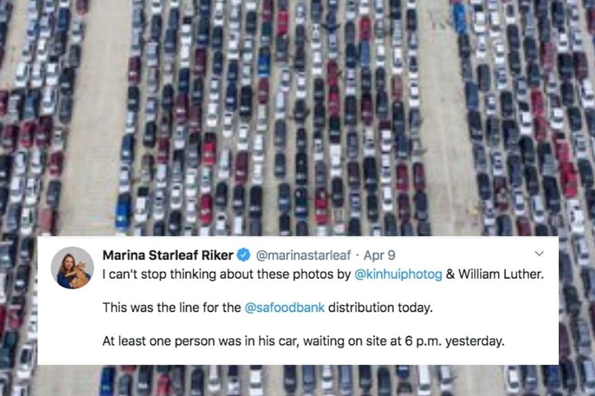 The San Antonio Food Bank was swamped by 10,000 families in one day, and the images are surreal